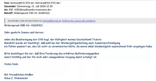 Mein heutiges Anschreiben per eMail.<br />Angelegt hatte ich die &quot;Kolle&quot; und das Bestätigungsschreiben der DVG.